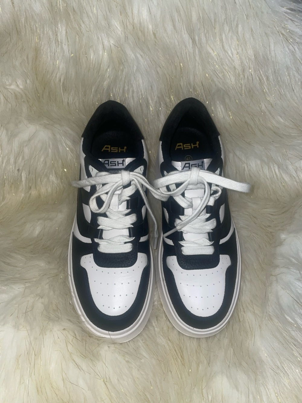 Ash Black and White Leather Low-Top Sneakers